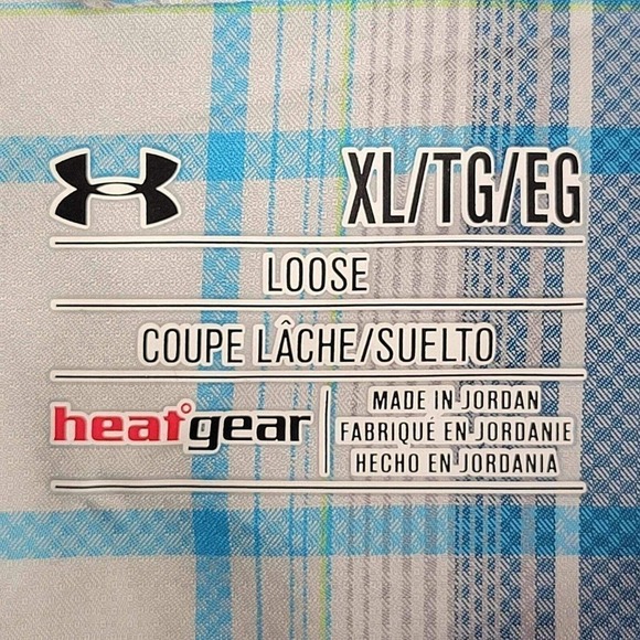 Under Armour UA Shirt SS Golf Hike Heat Gear Button Up Plaid Men’s Blue Size XL - Picture 10 of 14